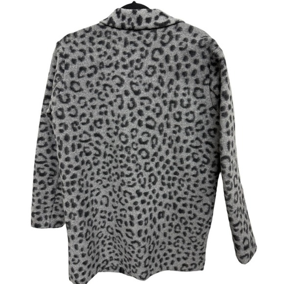 Michael Kors Leopard Print Fuzzy Coat – Size Medium Faux Wool Blazer Peacoat - Picture 4 of 8